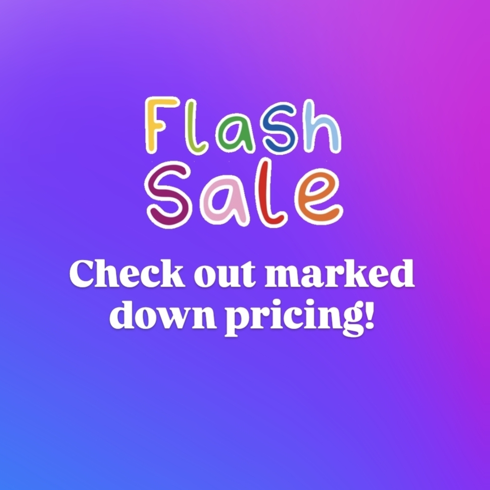 Multiples Flash Sale Sign in Purple and Blue